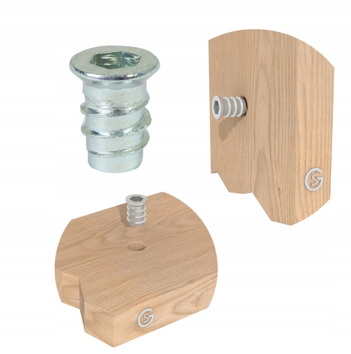 100x Mufa M6x 15 dwugwintowa wkręcana z kołnierzem wpustka wkręt do