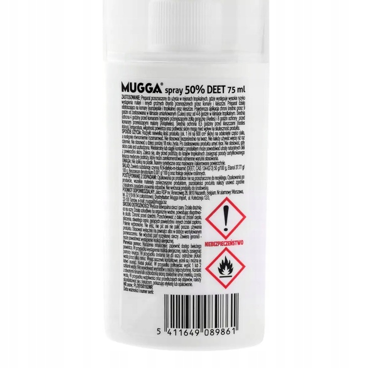 Mugga spray DEET STRONG 50% na komary kleszcze owady meszki 75ml