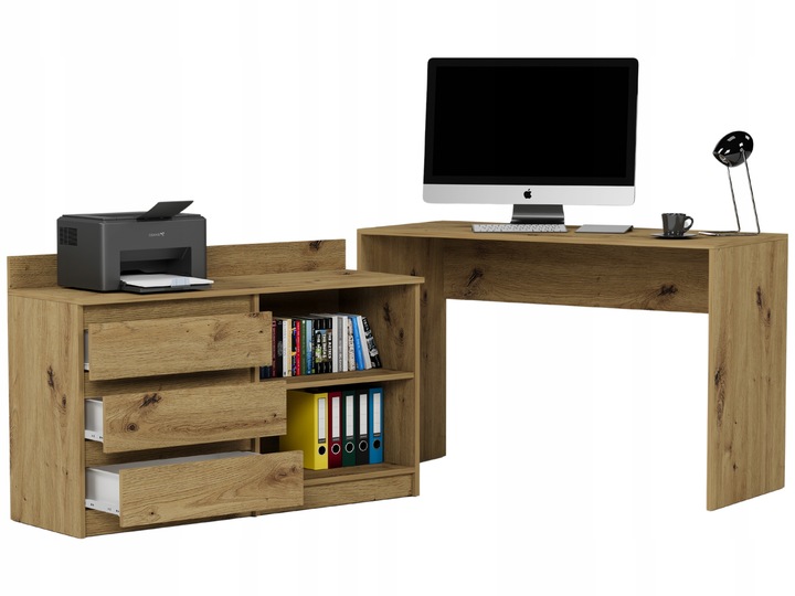 Biurko narożne i komoda zestaw 120x50 artisan N-15