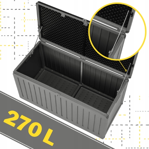 SKRZYNIA OGRODOWA 270 LITRÓW BALKONOWA KUFER SIEDZISKO 270L ANTRACYT