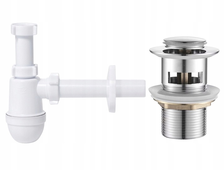 ZESTAW: SYFON UMYWALKOWY DO UMYWALKI + KOREK KLIK-KLAK Z PRZELEWEM