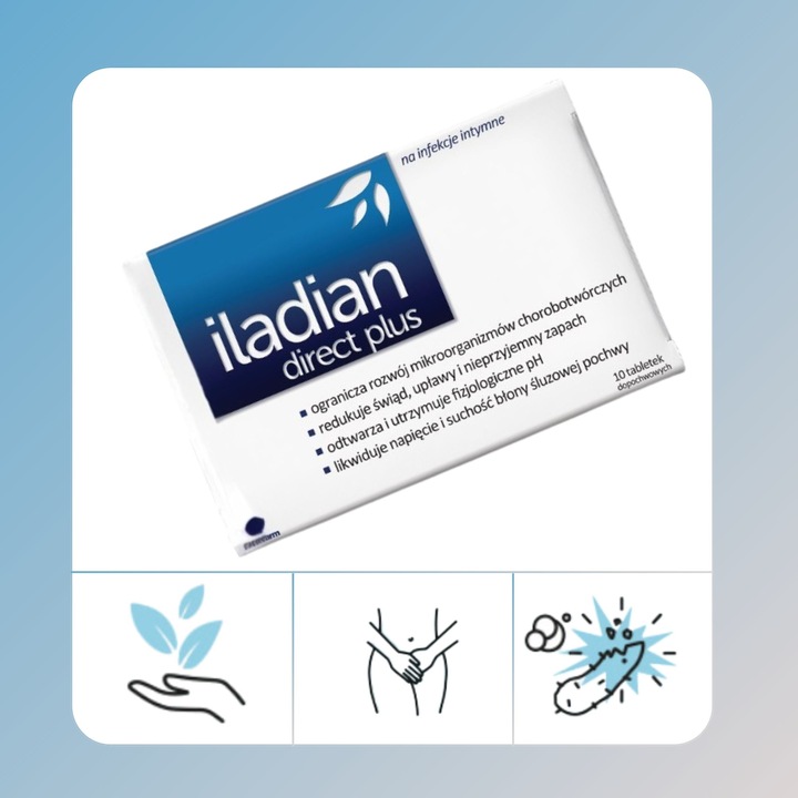Iladian Direct Plus tabletki dopochwowe wsparcie przy infekcjach 10 tabl.