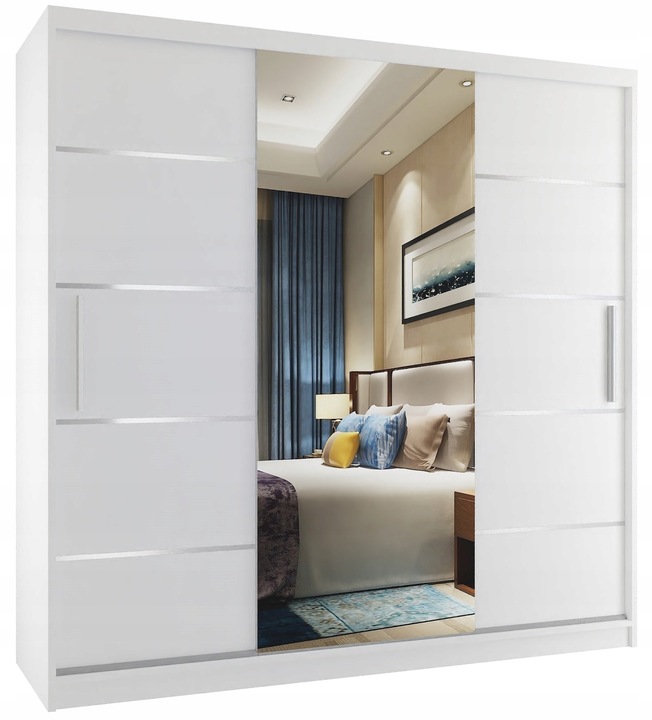 Szafa przesuwna PREMIUM z lustrem SZUFLADY 200 cm