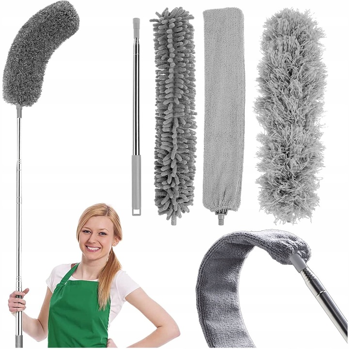 SZCZOTKA TELESKOPOWA MIOTEŁKA DO KURZU DŁUGA 280 + 3 WYMIENNE KOŃCÓWKI XXL