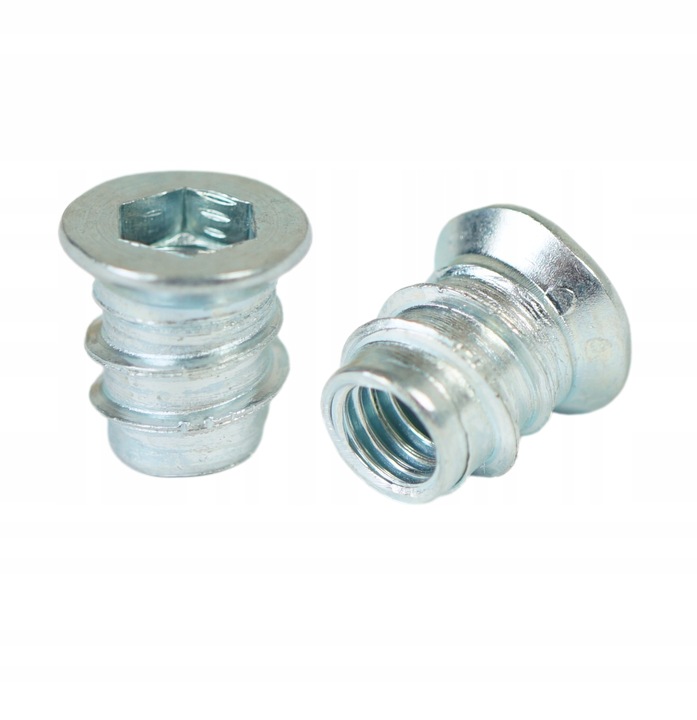 100x Mufa dwugwintowa wkręcana z kołnierzem wpustka wkręt do drewna M6