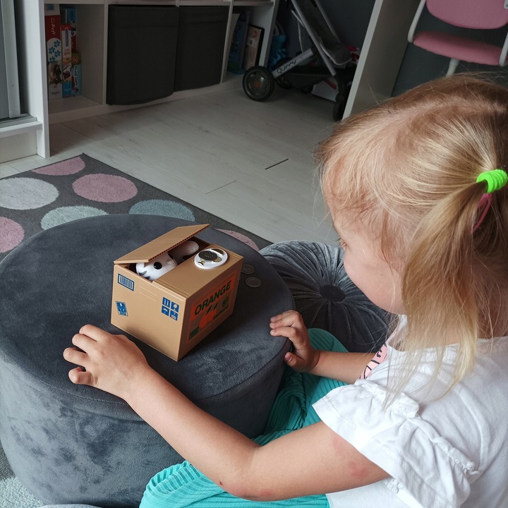 Skarbonka Kot Kotek Interaktywna Automat Miałczy Otwierana Prezent Dzieci