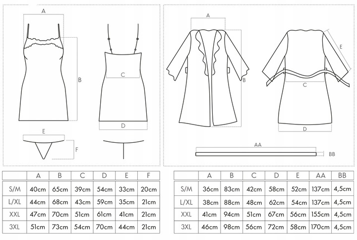 Szlafrok + koszulka nocna + stringi L/XL fioletowy