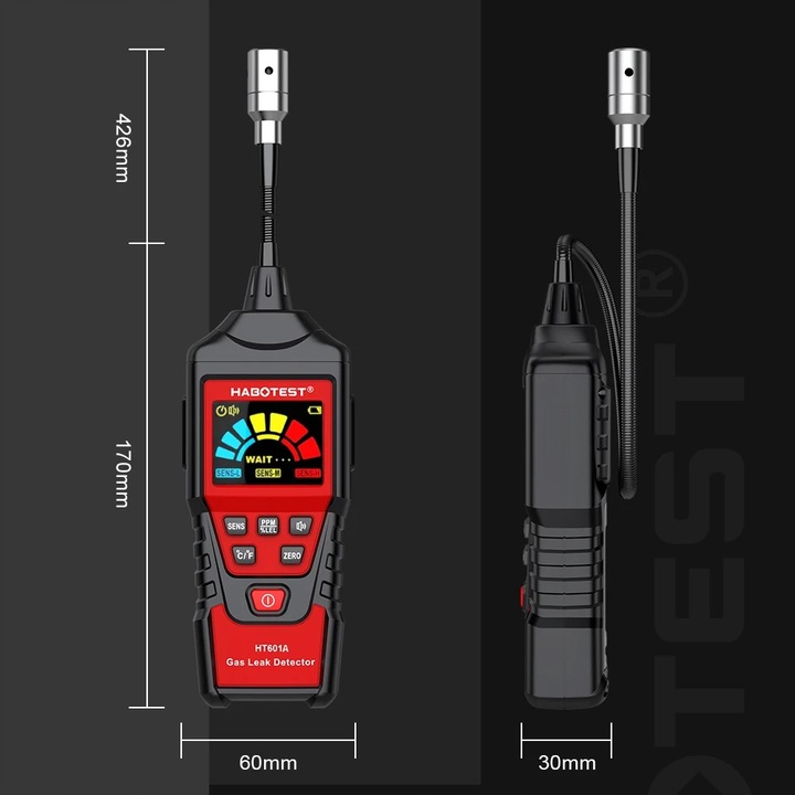 DETEKTOR WYCIEKU GAZÓW EKRAN LCD ALARM PROPAN BUTAN GAZ ZIEMNY I INNE PALNE