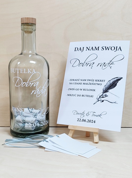 Księga Gości Butelka LIST W BUTELCE Wesele Ślub Chrzest Komunia z GRAWEREM