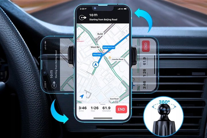UCHWYT DO KRATKI NAWIEWU DO SLOTU CD NA TELEFON SMARTFON DO AUTA WEBSKI