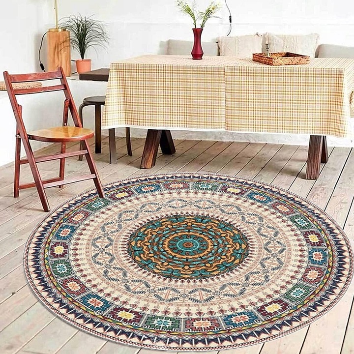 DYWAN OKRĄGŁY DO SALONU 150 CM RETRO VINTAGE ANTYPOŚLIZGOWY BOHO XL!!