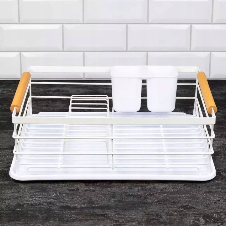 SUSZARKA DO NACZYŃ BIAŁA STOJĄCA OCIEKACZ DUŻA 32 cm x 42,5 cm x 15,5 cm