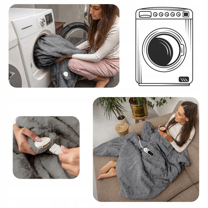 DUŻY GRUBY koc elektryczny POLAROWY mata grzewcza PILOT LCD 160 WAT +Timer