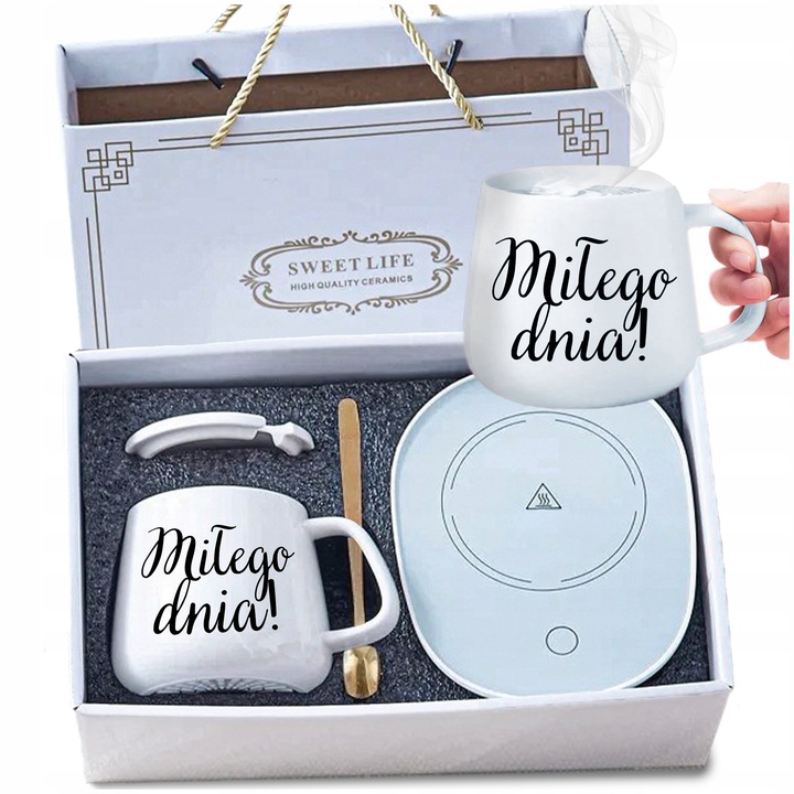 PODGRZEWACZ DO KUBKA KAWY HERBATY ZESTAW 5w1 Kubek z Podgrzewaczem +