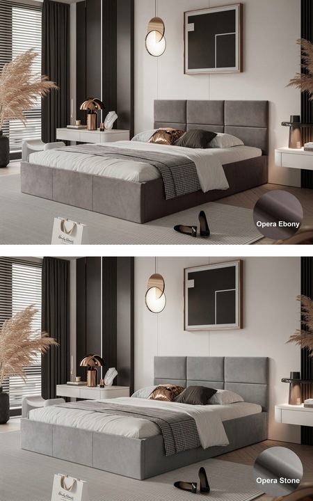 ŁOŻKO TAPICEROWANE PORTO Z PODNOSZONYM STELAŻEM POJEMNIKIEM POŚCIEL 180x200