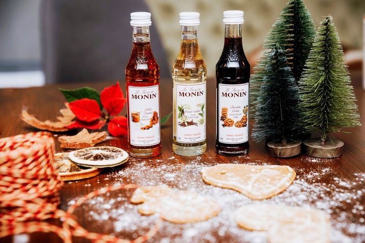 syrop do kawy MONIN | zestaw 3 x 50 ml: wanilia, czekolada, słony karmel