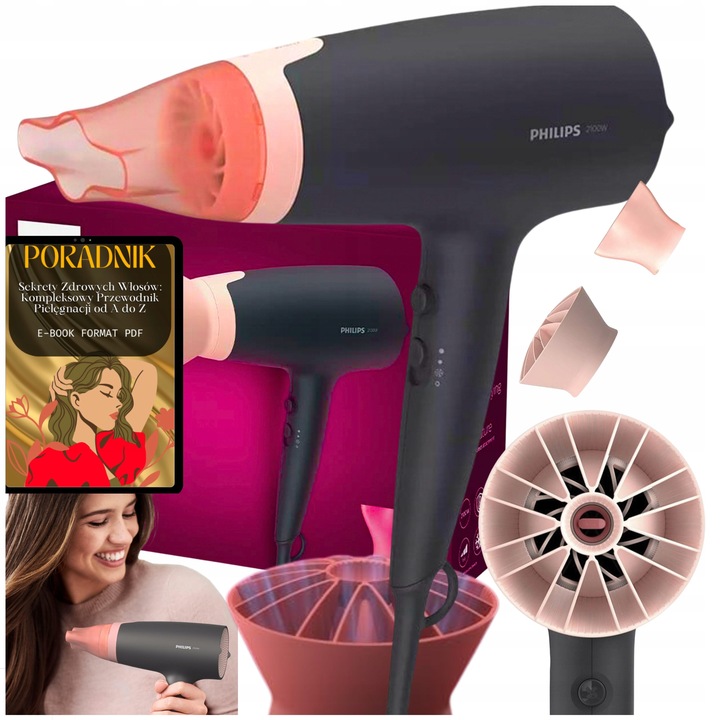 PROFESJONALNA SUSZARKA DO WŁOSÓW PHILIPS Z INNOWACYJNĄ NASADKĄ +GRATIS