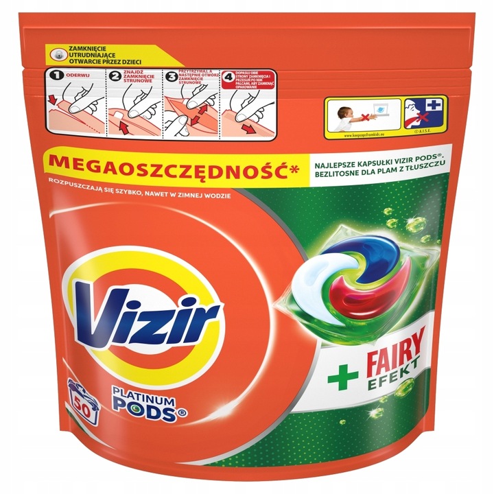 Vizir + Fairy Effect Pods Kapsułki do prania białych tkanin, 50 prań