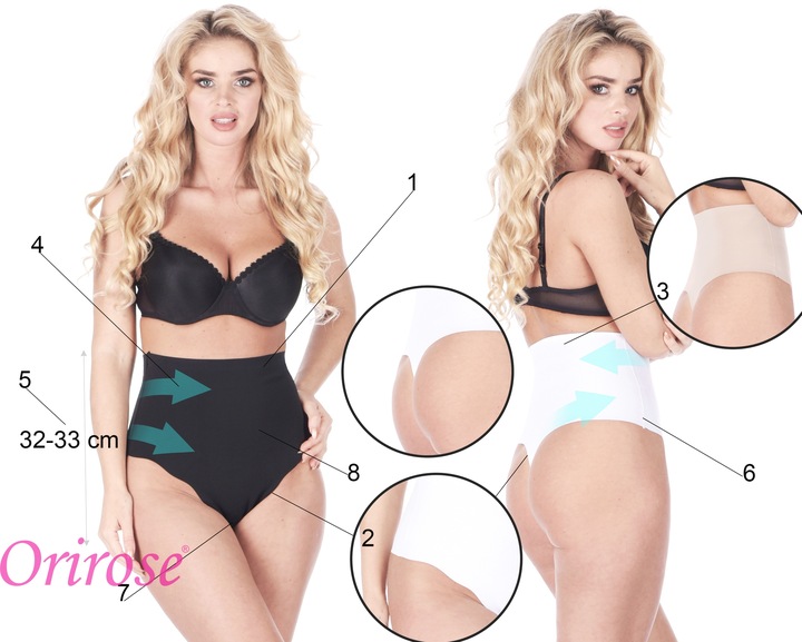 Orirose wysokie MAJTKI stringi WYSZCZUPLAJĄCE brzuch modelujące LASEROWE