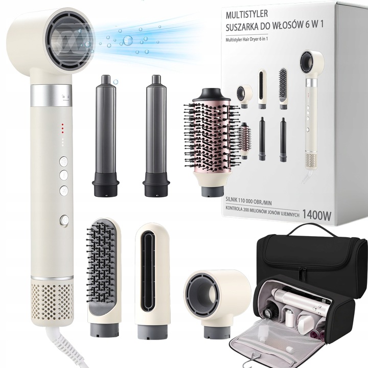 MOCNA SUSZARKA LOKÓWKA DO WŁOSÓW 6W1 3 PRĘDKOŚC Z JONIZACJA 1400W