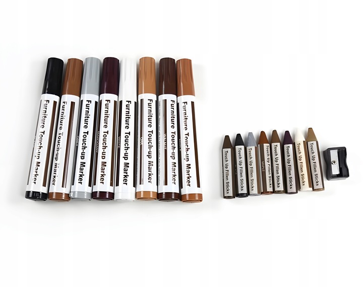 ZESTAW NAPRAWCZY MARKERY DO RYS NAPRAWY PANELI MEBLI DREWNA DRZWI WOSK