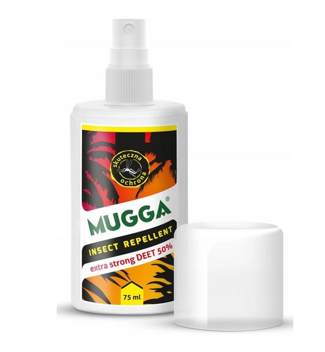 MUGGA 9,5% DEET + MUGA 50% DEET MOCNA NA KOMARY KLESZCZE tropikalne