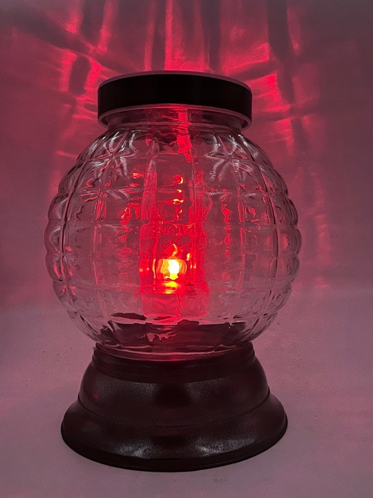 ZNICZ SOLARNY FOTOWOLTAICZNY DUŻY KULA KARBOWANE SZKŁO 24CM !