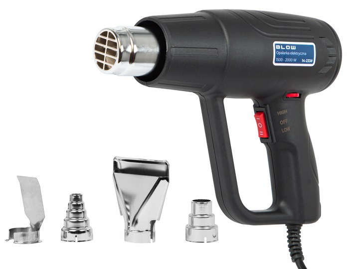 OPALARKA ELEKTRYCZNA 2000W REGULACJA 230V 2 BIEGI 100-600°C MOCNA + 4