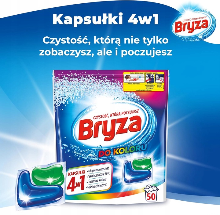 Bryza 4w1 Kapsułki Żelowe do Prania Rzeczy Kolorowych Zapach Kwiatów 50szt