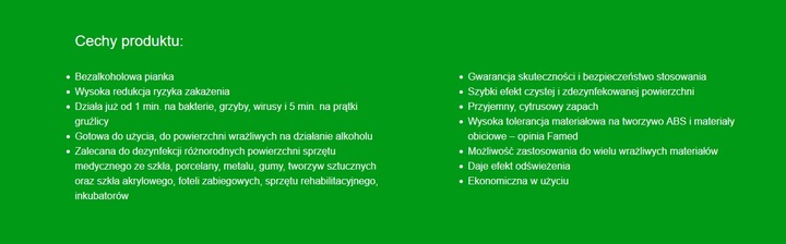 Pianka do dezynfekcji mycia powierzchni bezalkoholowa 1L cytrusowa