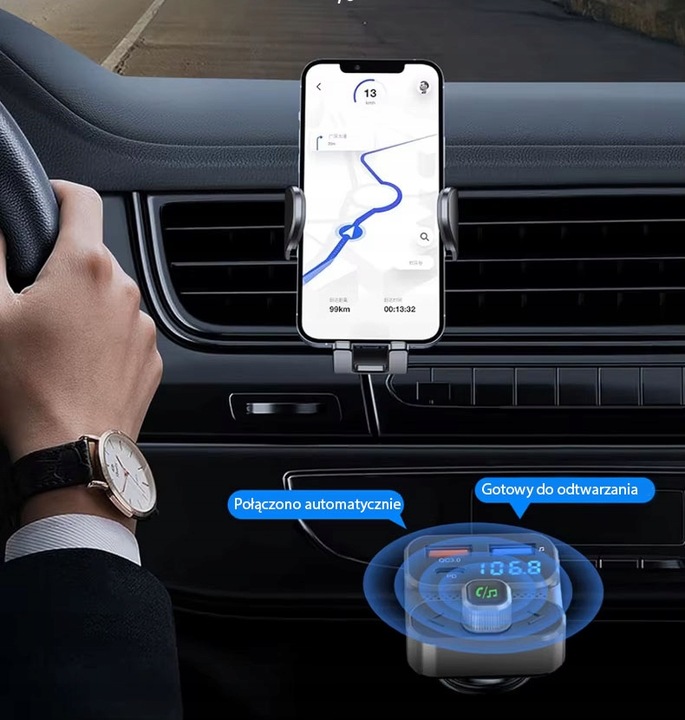 TRANSMITER FM BLUETOOTH 5.3 DRMZ SZYBKA ŁADOWARKA QC3.0 PD 36W USB