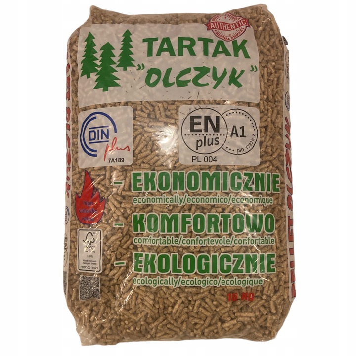 PELLET DRZEWNY PELET DREWNIANY OLCZYK Opał zimowy A1 ENplus - Paleta 975 KG