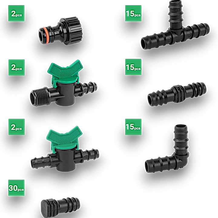 ZESTAW DO NAWADNIANIA KROPELKOWEGO LINII TAŚMY KROPLUJĄCEJ 81 SZT 16MM SET4