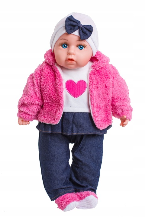 DUŻA LALKA BOBAS 45 cm mówi śpiewa po PL + SMOCZEK + BUTELKI + PAMPERSY