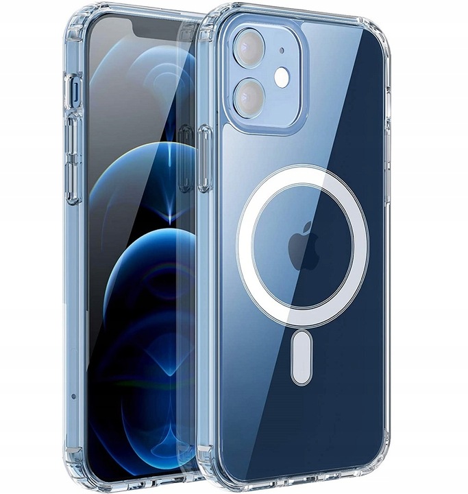 Etui Do iPhone 12/12 Pro +Szkło 9H WZMACNIANE 360° do MAGSAFE CLEAR CASE