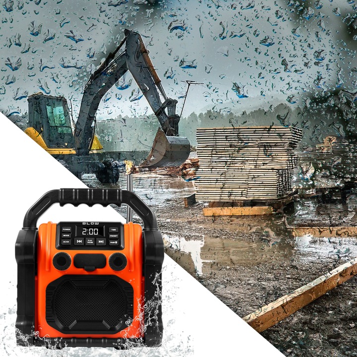 RADIO BUDOWLANE FM 20W RMS BLUETOOTH 5.1 POWERBANK USB-C AUX LED IP55