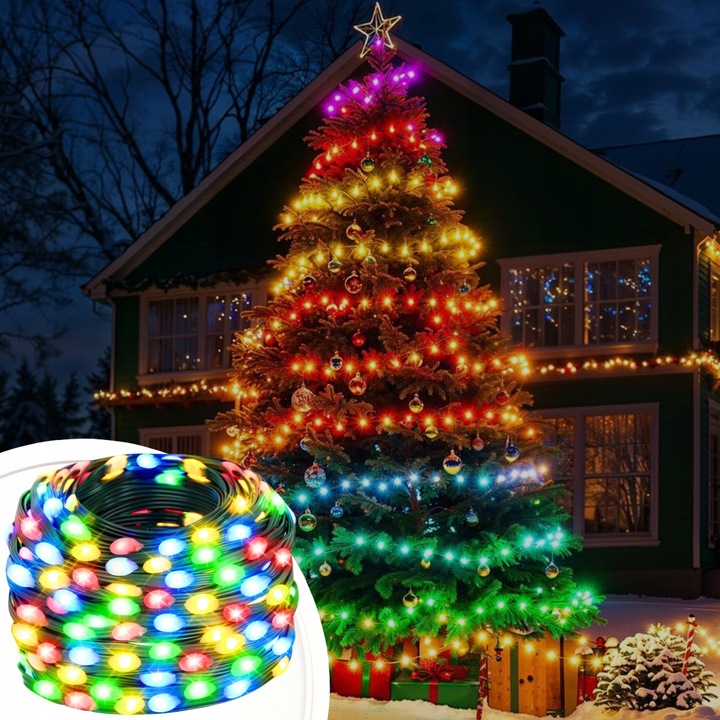 LAMPKI CHOINKOWE 100LED MULTIKOLOR ŚWIĄTECZNE SMART WIFI TUYA PILOT 10M