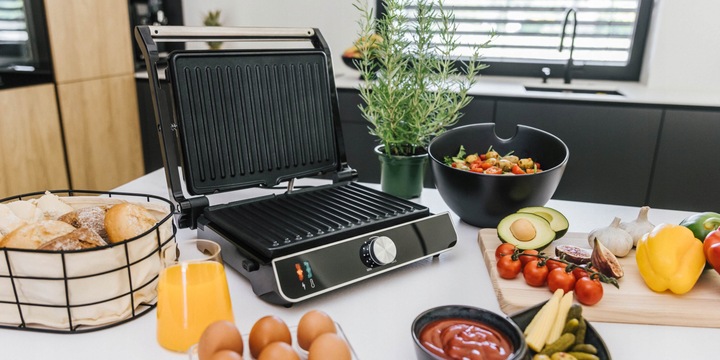 Grill Elektryczny Regulacja Temperatury Powłoka Non-Stick do Zmywarki