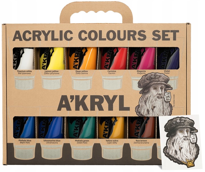 Renesans A'kryl zestaw farb akrylowych 12x100 ml.