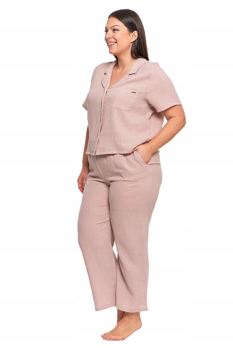 Moraj Długa Bardzo delikatna Piżama Damska z Muślinu Beżowa 5000-008 M