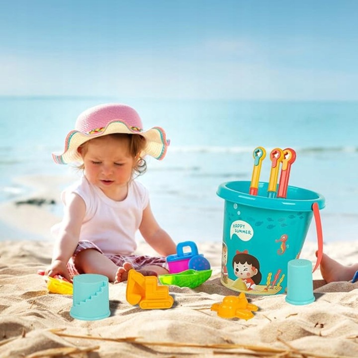 ZABAWKI DO PIASKU NA PLAŻE FOREMKI WIADERKO ŁOPATKA KONEWKA ZESTAW XXL