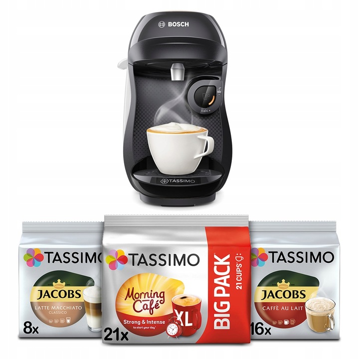 Ekspres na kapsułki Bosch Tassimo Happy czarny +3x Tassimo