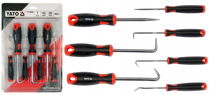 YATO ZESTAW 7 HACZYKÓW Z RĘKOJEŚCIĄ HAKI PODWAŻANIE SEPAROWANIE