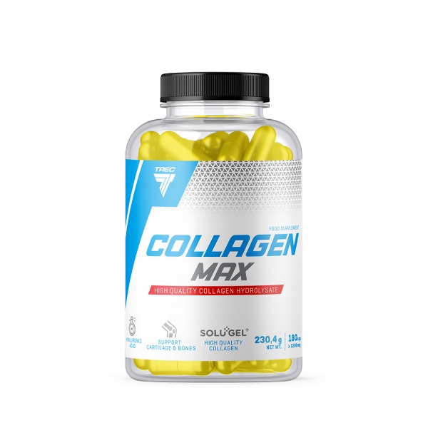 KOLAGEN W KAPSUŁKACH Trec Collagen Max 180 kaps KWAS HIALURONOWY WITAMINA C