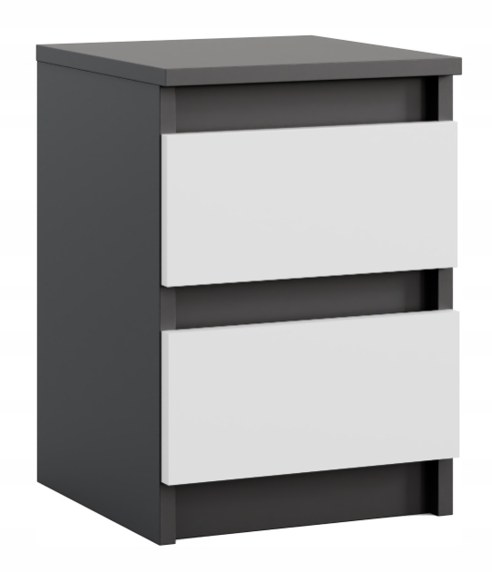 SZAFKA NOCNA ANTRACYT BIAŁA STOLIK NOCNY DWIE SZUFLADY 30cm SYPIALNIA