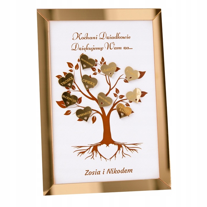 Prezent na dzień Babci i Dziadka Laurka z serduszkami i personalizacją