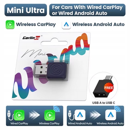 Bezprzewodowy CarPlay Android Auto Adapter Carlinkit Mini Ultra 2w1