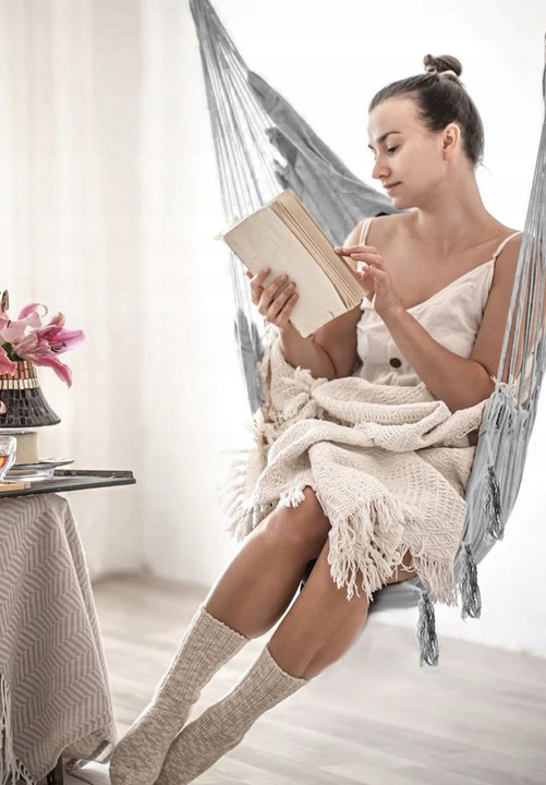 Fotel Wiszący Krzesło Brazylijskie Hamak Huśtawka XL Bujany z Poduszkami