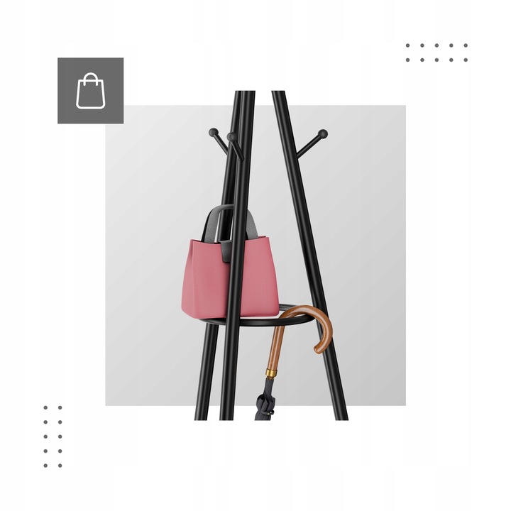 Wieszak stojak na ubrania MARK ADLER stojący stalowy 9 haczyków czarny