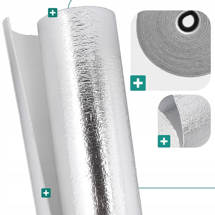 Ekran Zagrzejnikowy Mata Aluminiowa 5m Pianka Izolacyjna Odbijająca Ciep GO